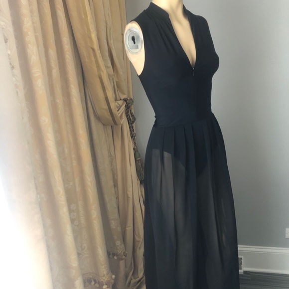 Zeus + Dione black front zipper long dress - Picture 3 of 12
